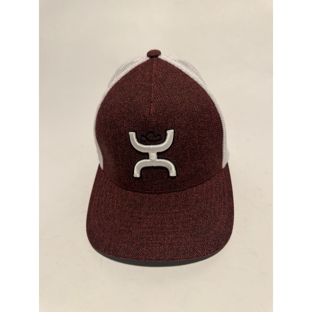Hooey Mens Coach Flex Fit Mesh Back Cap Hat, Maroon/White